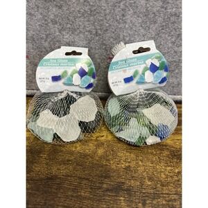 2 Of Sea Glass Net Bag Green Blue Glass Decorative Accents 8 oz Net Bag NEW